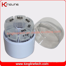 Any Color Plastic Cylindrical Weekly Pill Box (KL-9037)